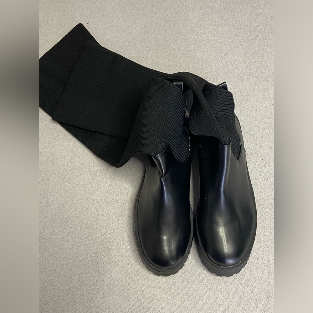Madden Girl Black Over The Knee Sock Boots View 5
